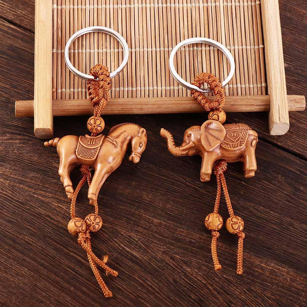 Toy Carving Cartoon Pendant Weaving Key Chains Lucky Horse Keychain Key Holder Lucky Horse Keyring