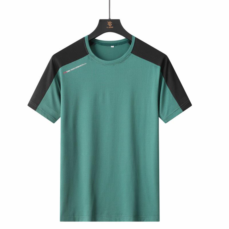 Men's Quick-Drying Short-Sleeve T-Shirt, Ice Silk, Elastic, Plus Size, Outdoor Sports, Casual Wear
