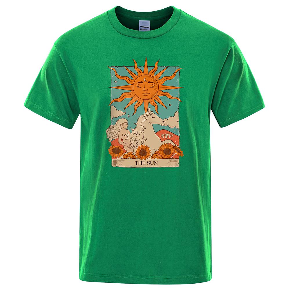 Tarot Card Art The Sun Creativity Print T-Shirt Man Loose Oversize T-Shirt Tops Fashion Casual Cotton Tee Clothes