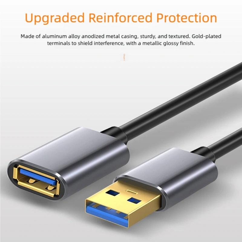 Алюминиевый USB 3.0 удлинительный кабель 5 Гбит/с Быстрая зарядка Шнур для ПК Ноутбука Внешнего жесткого диска Мыши Клавиатуры Кабель для передачи данных