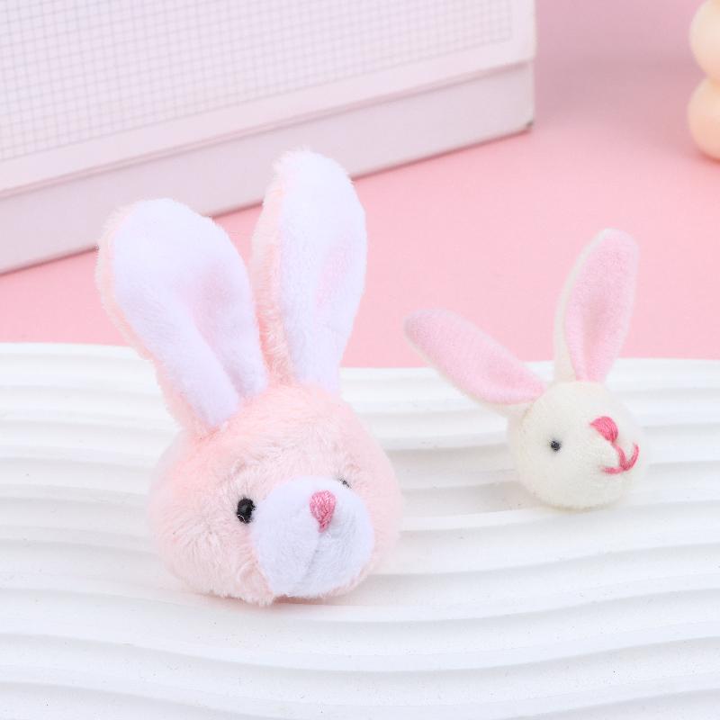 Mini Cute Bunny Head Plush Dolls 5Pcs Fluffy Rabbit Ornaments for DIY Scrapbooking Brooch Making Craft Decor Supplies