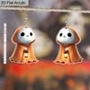 2D Flat Acrylic Halloween Lantern Orange Ghost Pendant Earrings, A Festive Gift for Women, Festive Party Decoration Jewelry.