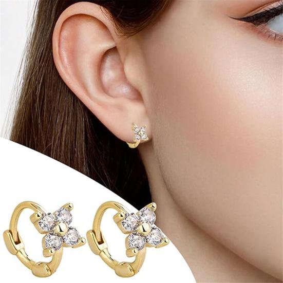 1 пара серег-колец для женщин, медные серьги с позолотой 14 карат, гипоаллергенные серьги-кольца с кубическим цирконием, женские