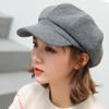 Solid Color Woolen Octagonal Hat Ear Protection Painter Caps Vintage Artist Hat  Autumn
