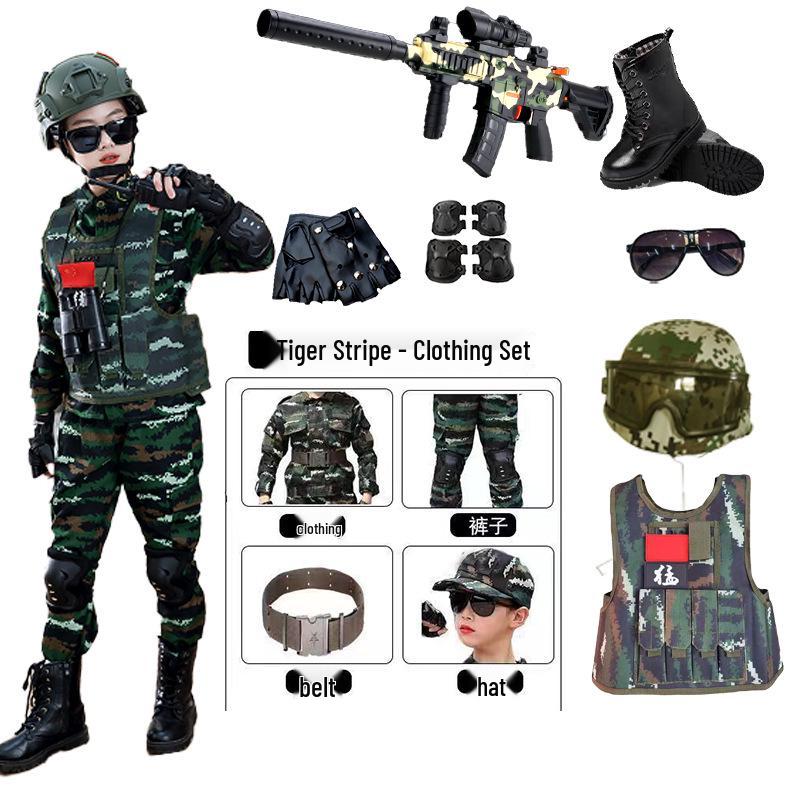 Детский камуфляжный тренировочный костюм «Маленький солдат»: Длинный рукав с военным жилетом