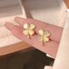 S925 Silver Needle Opal Four-Leaf Clover Earrings Summer Small Fresh Earrings Trendy Niche High-End Stud Earrings Women