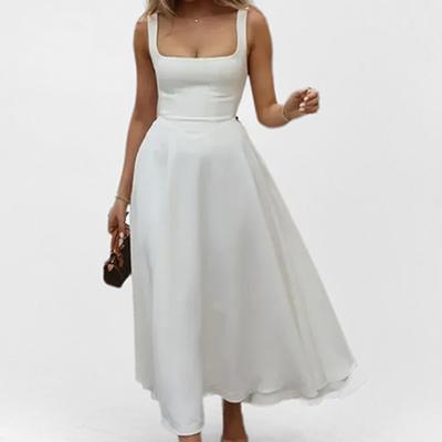 Новая женская одежда, простое и элегантное платье на бретелях с сексуальной открытой спиной