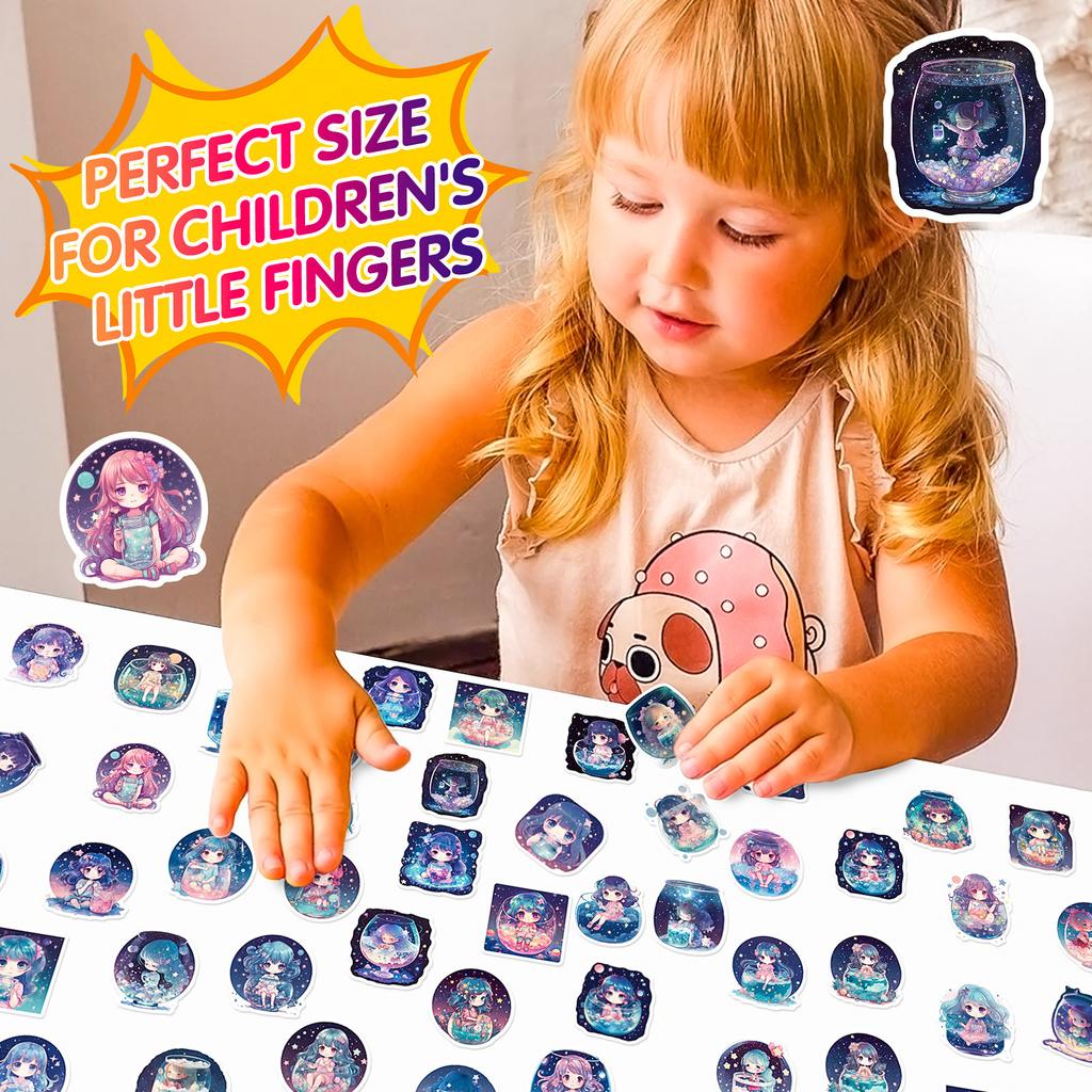 50 Наклеек Граффити Девочка Звездное Небо Новый Продукт Звездное Небо Лунный Свет Лунный Свет Стакан для Воды Мобильная Девочка Сделай Сам