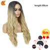 European and American Wig Ladies Fashion Wave Curly Wig Headgear Gradient Long Curly Hair