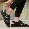 Men's Sandals Leather Male Hollow Out Walking Shoes Men Outdoor Driving Shoes Fashion Sneakers Non-Slip Casual Breathable Shoes
