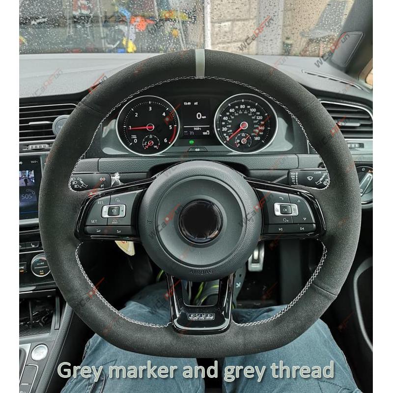 WCaRFun настроить черный замшевый чехол на руль автомобиля для Volkswagen VW Golf R MK7 Golf 7 GTI VW Polo GTI Scirocco 2015