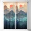 Abstract Mountains Landscape Natural Senery Thin Window Curtains for Kids Bedroom Living Room Kitchen Door Home Decor 2Pieces