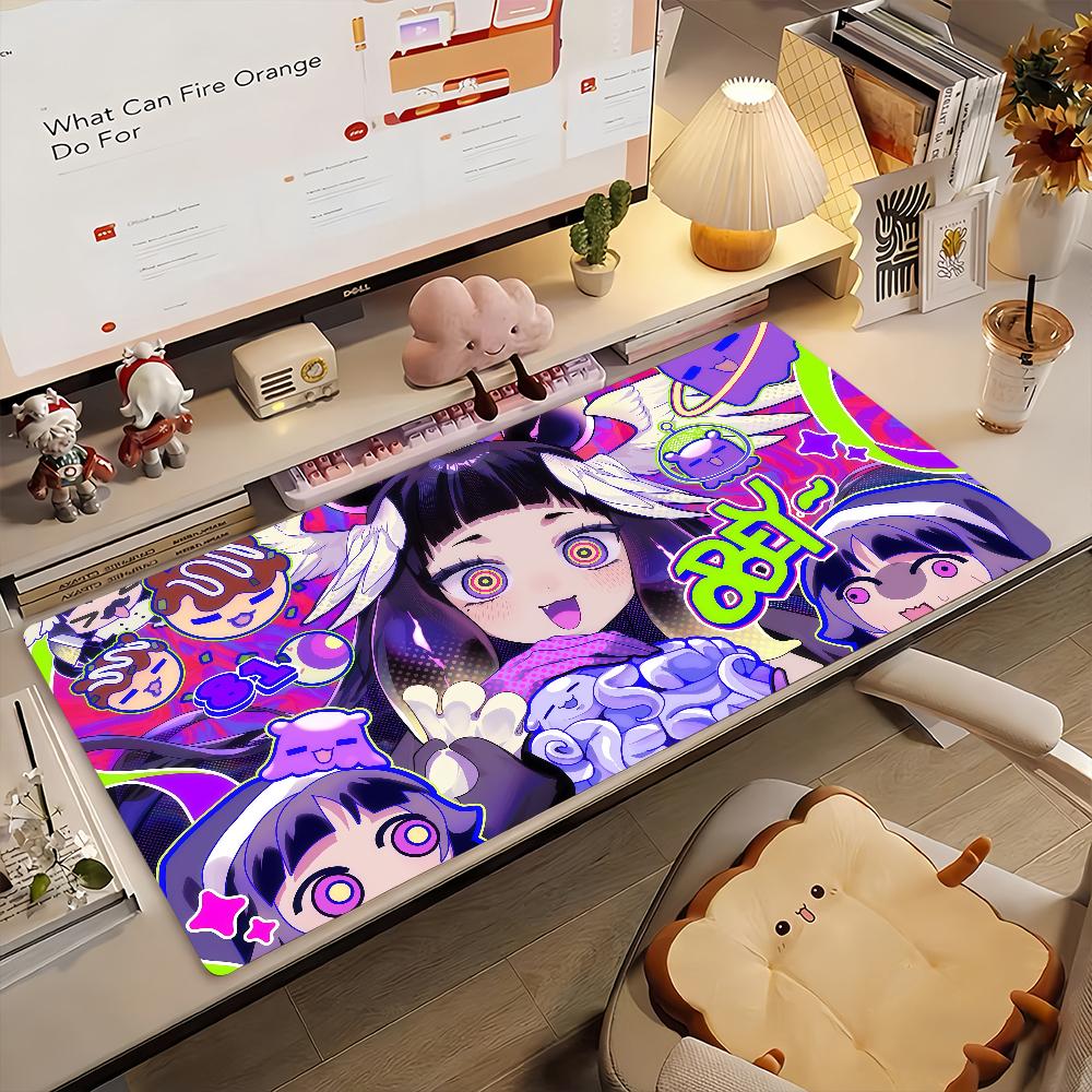 Gaming Mouse PadDesk Mat Antislip Base Stitched Edges Neon Pop Anime Girl Collage Print Keyboard Pad for Gamer Office Home