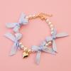 Dog Faux Pearl Necklace with Bow Adjustable Pet Wedding Collar with Heart Pendant for Small Medium Girls Dogs Cats Accessories