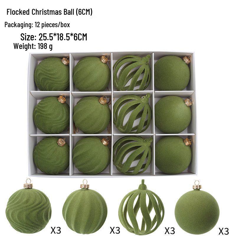 Colorful 6cm Cross-Border Christmas Ornament Balls – Flocked Hanging Decorations