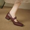 Fashion New Spring Autumn Genuine Leather Women Shoes Fashion Square Toe Shoes for Women Mary Jane Shoes Zapatos Mujer Women Pumps