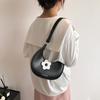 Dumpling Shape Flower Shoulder Bag Flower Pendant Women Underarm Bag Half-moon Bag  Streetwear