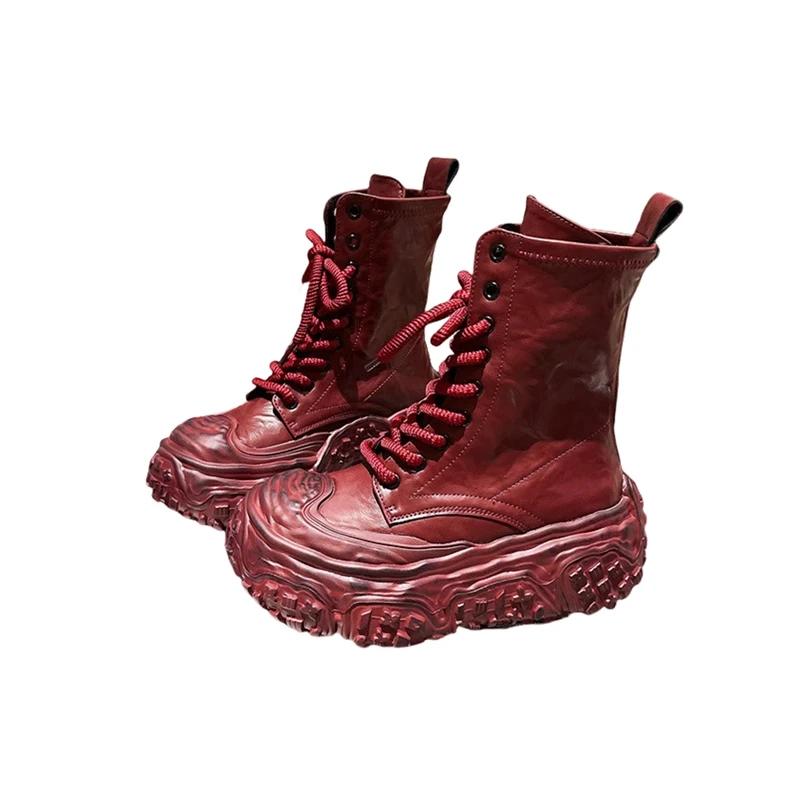 Designer Platform Ankle Boots Women Sneaker Plush Snow Shoes Woman Sport Winter Trend High Heel Leather Chelsea Goth Botas Mujer