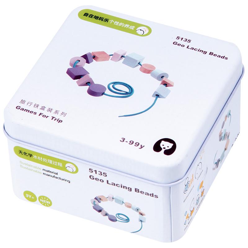 Деревянная дорожная головоломка и игрушка для рыбалки для младенцев, малышей, мальчиков и девочек - Детский строительный блок-пазл в жестяной коробке