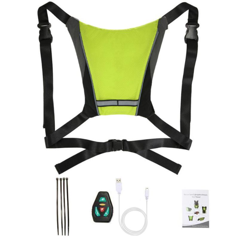 Новый светодиодный беспроводной велосипедный жилет 2024 года, сумка для горного велосипеда, светодиодный защитный жилет с указателем поворота, светоотражающие велосипедные предупреждающие жилеты с Remo