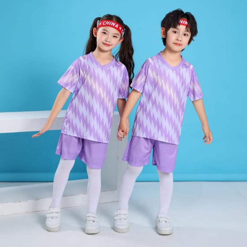 Kids Soccer Jersey Set Breathable Ice Silk Training Uniform Short Sleeve Sportswear Football Practice Match