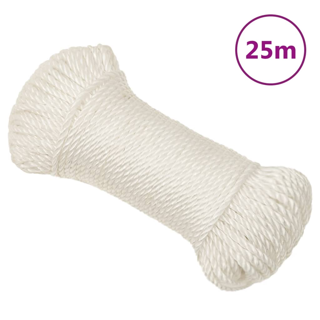 Vidaxl Linka Robocza, Biała, 8 Mm, 25 M, Polipropylen