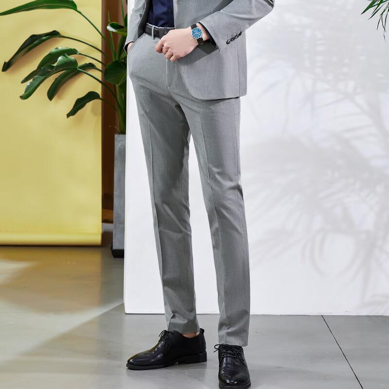 Teluoman Men's Business Casual Straight-Leg Suit Pants