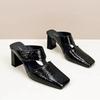 Fashion High Heels Women's Slippers Elegant Mules Shoes Square Toe Heeled Sandals 2025 Summer Pumps Classic Slingback Mujer Zapatillas