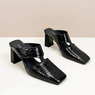 Модные туфли на высоком каблуке, женские тапочки, элегантные мюли, обувь с квадратным носком, босоножки на каблуке, летние туфли-лодочки 2025, классические туфли-слингбэки, женские тапочки