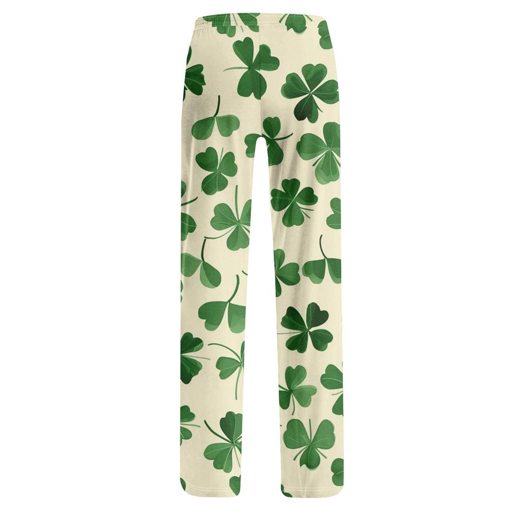 Women's St. Patrick's Day Printed Casual Elastic Waist Comfortable Straight Tube Loose Pants