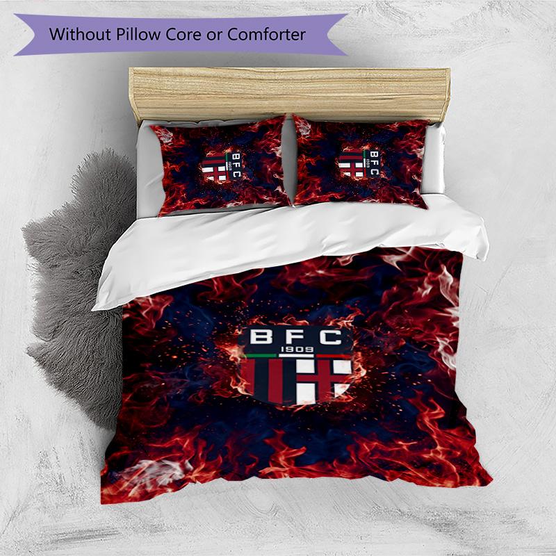 Bologna FC Printed 3PCS Bedding Set Breathable Duvet Cover with Pillowcases Decorative Bed Linen for Bedroom Home