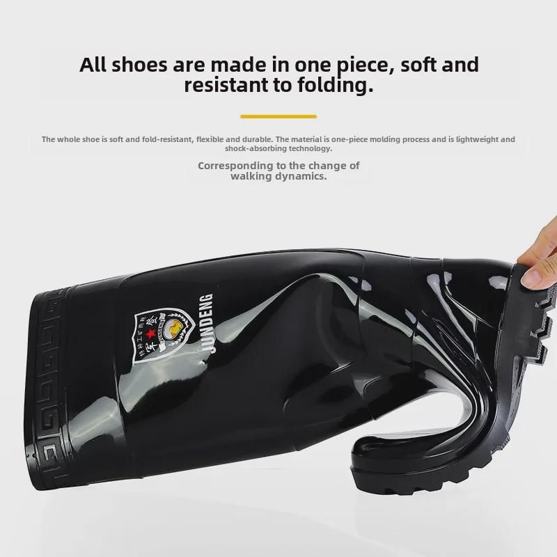 Men's High-Top Thick-Soled Non-Slip Rubber Rain Boots for Construction and Labor Protection.