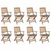VidaXL Set of 8 Outdoor Folding Chairs with Cushions, Patio Seats, Dining Chairs, Patio Furniture 3075086