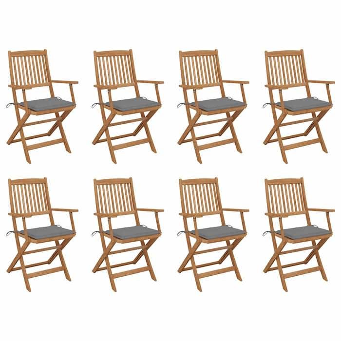 Maison Exclusive - Chaises pliables d'extérieur et coussins lot de 8 Bois d'acacia