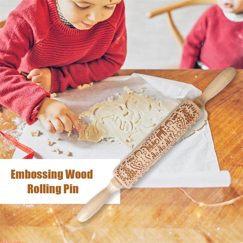 Деревянные скалки с принтом лося, тиснение, выпечка, печенье, кухонный инструмент