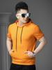 European-Style Solid Color Hooded Short-Sleeve T-Shirt for Men, Summer Trendy Slim-Fit Half-Sleeve Hooded Sweatshirt, Sports Casual Hoodie