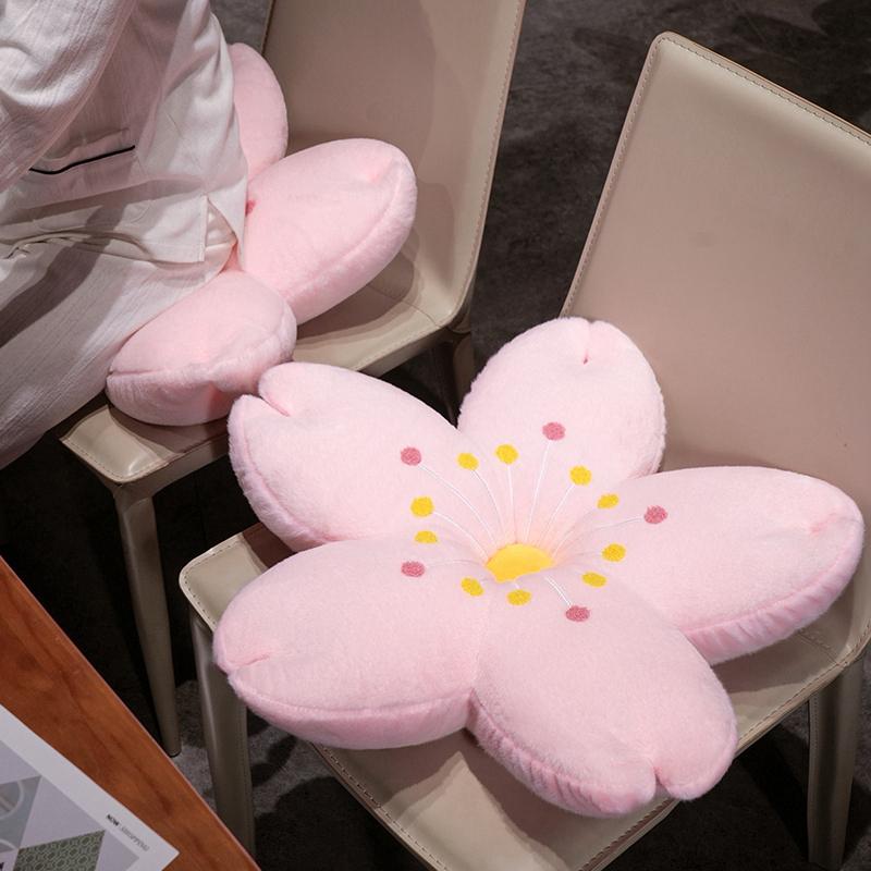 45/55cm Pink Sakura Plush Throw Pillow Stuffed Flower Seat Cushion Car Sofa Chair Back Support Plushie Decor Gift
