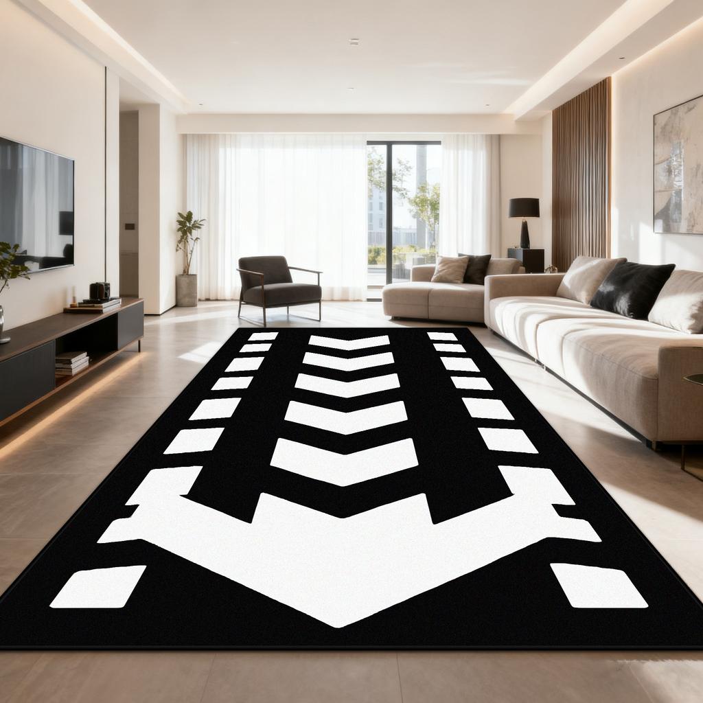 Black White Stripe Carpet Living Room Modern Style Decoration Sofa Side Non-slip Floor Mat Soft Washable Bedroom Cloakroom Rugs