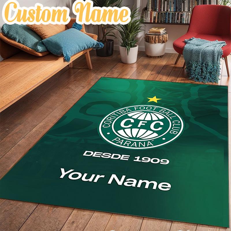 Custom Name Coritiba Football Club Crest Rug Office Rug Chair Mat Non Slip Carpet Rugs for Bedrooms Dining Room Living Room Home Decor gifts