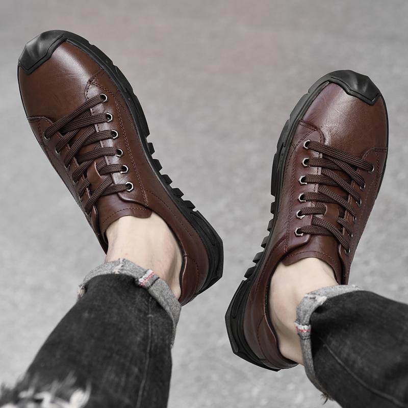 Модная мягкая повседневная обувь Удобные мужские кроссовки Нескользящая мужская трекинговая обувь Обувь для улицы Натуральная кожа Мужская деловая обувь
