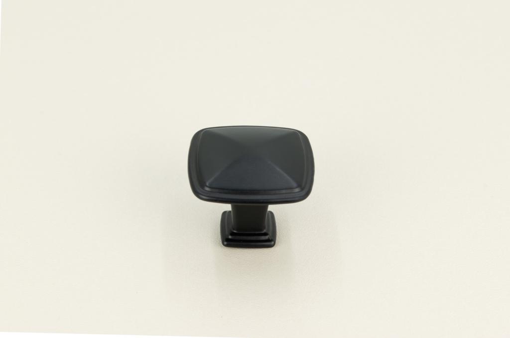 4 x Square metal furniture knob, black
