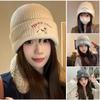 Cute Puppy Embroidery Winter Knitted Hat Thicken Winter Warm Beanie Cap Windproof Soft Crochet Bonnet Hat