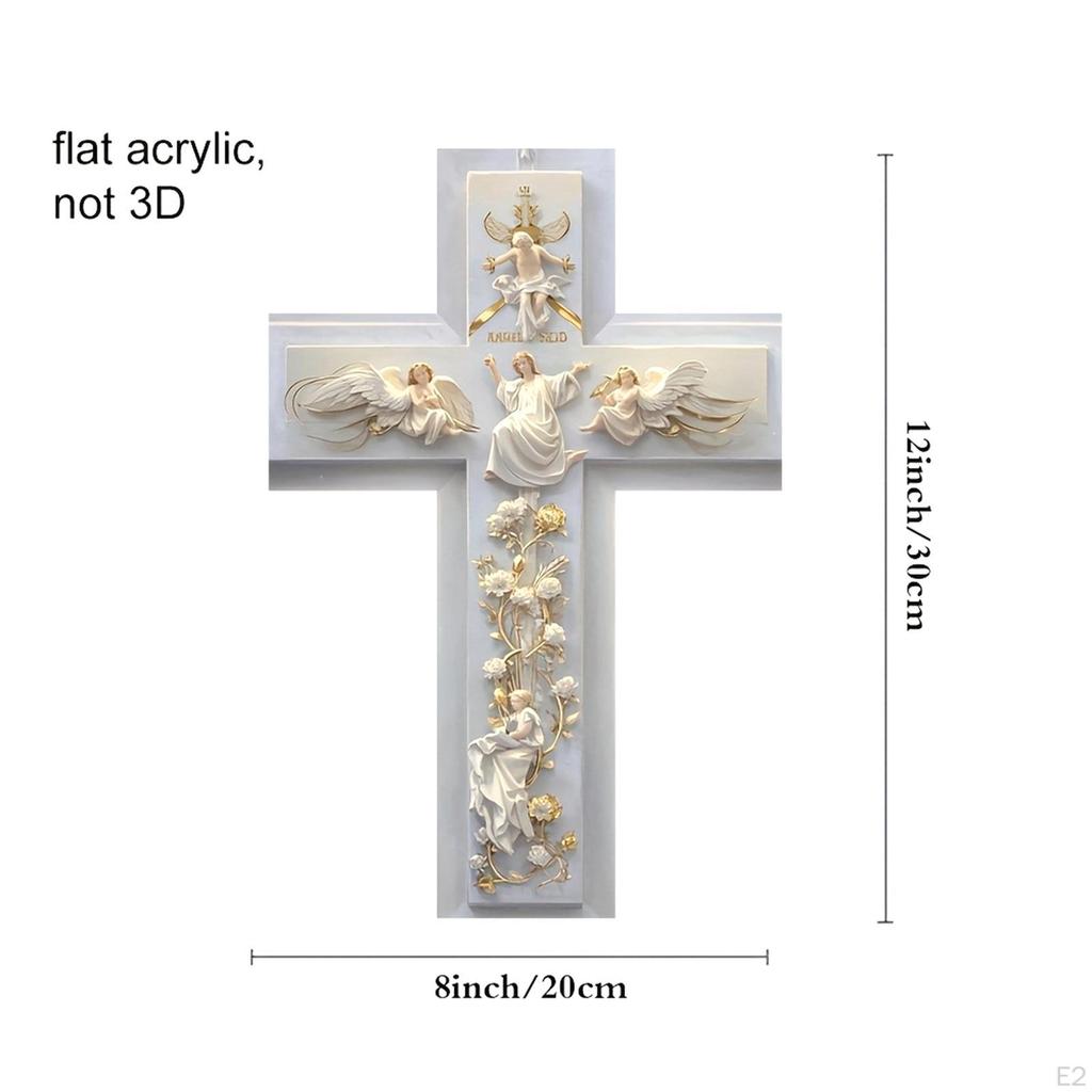 2D Акриловое Искусство Религиозный Настенный Крест .8x11.8 дюймов Элегантное Произведение Искусства для Крещения, Свадебный Аксессуар
