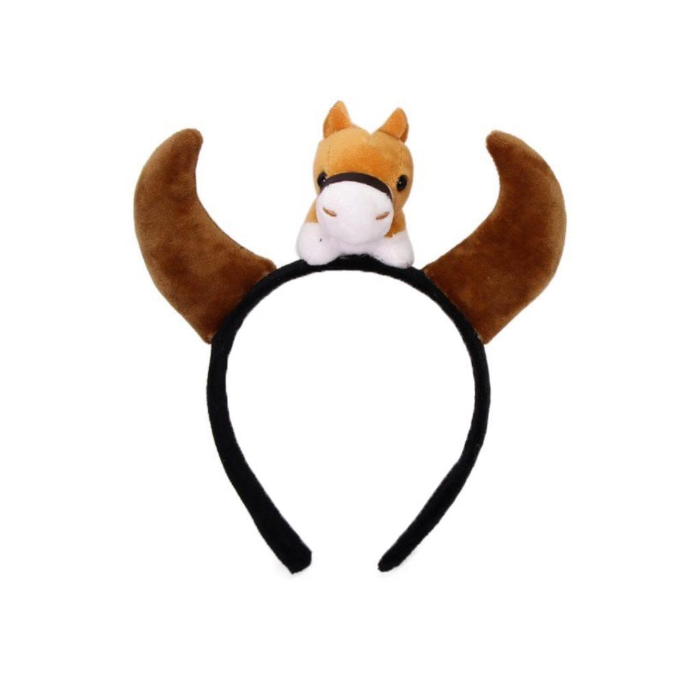 Pony Horse Hair Hoop Mascot Plush Horse Headband Creative New Year Headband  Party Decoration