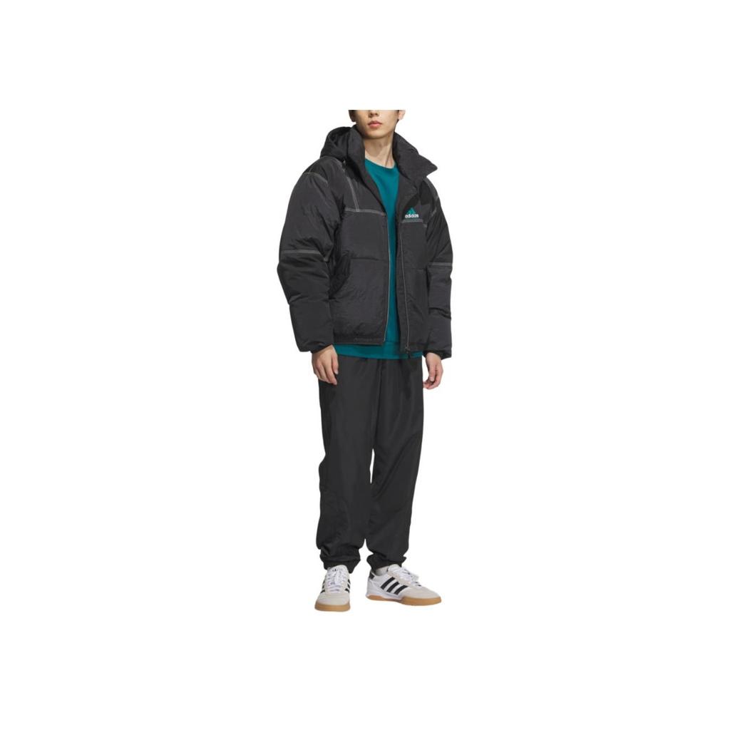 adidas Equipment Series SS25 свободная теплая спортивная куртка на утином пуху с капюшоном мужская куртка черного цвета KA7979