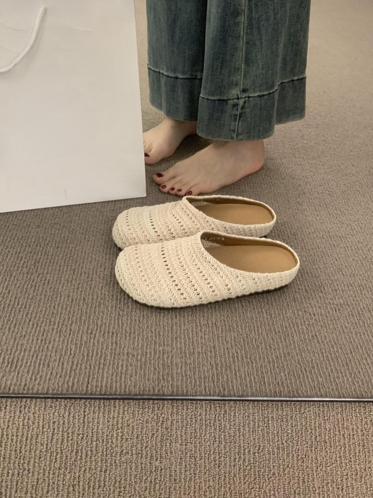 Fashion Women Flat Sandals Summer Soft Sole Half Slippers Mules Designer Comfortable Woman Shoes with Arch Support Cork Footbed Sandals