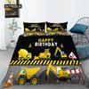 Construction Truck Duvet Cover Microfiber Cartoon Construction Vehicle Print Bedding Set Gift Happy Birthday Pattern Quilt Cover
