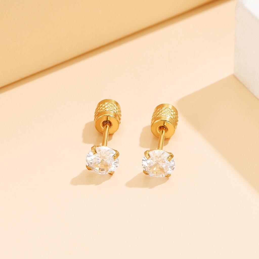 Simple ins wind geometric synthetic zircon stud earrings for men and women double-sided wearing stud earrings jewelry