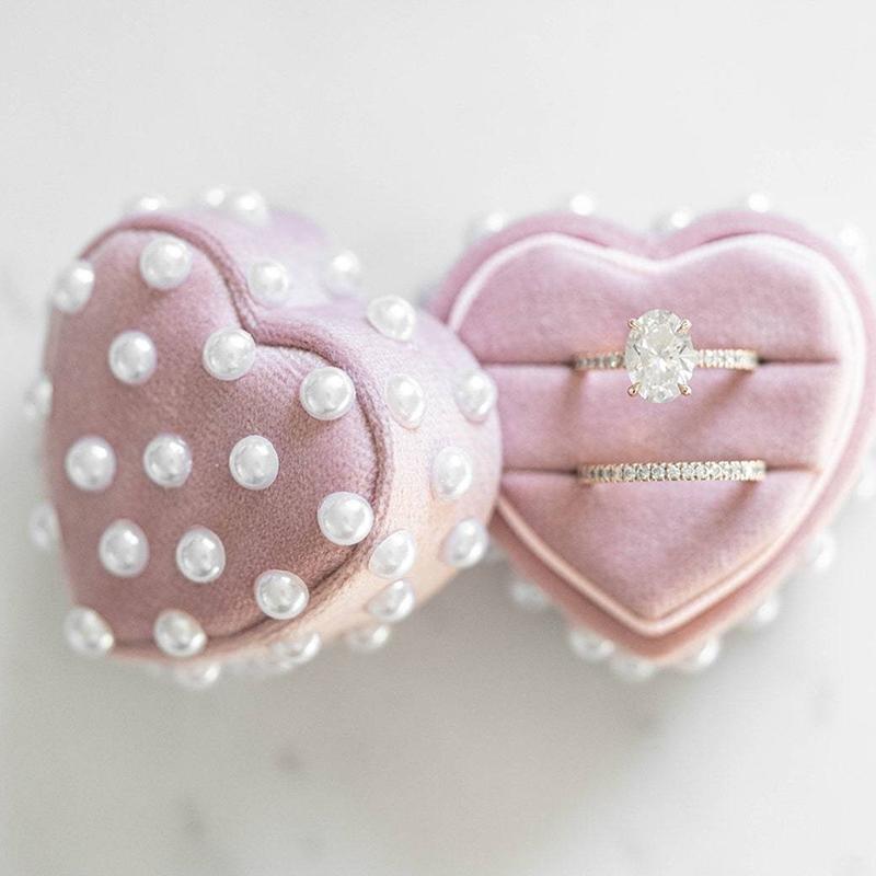 Pearls Velvet Ring Box Proposal Ring Boxes Jewelry Gift Case Ring Jewelry Display For Wedding Engagement
