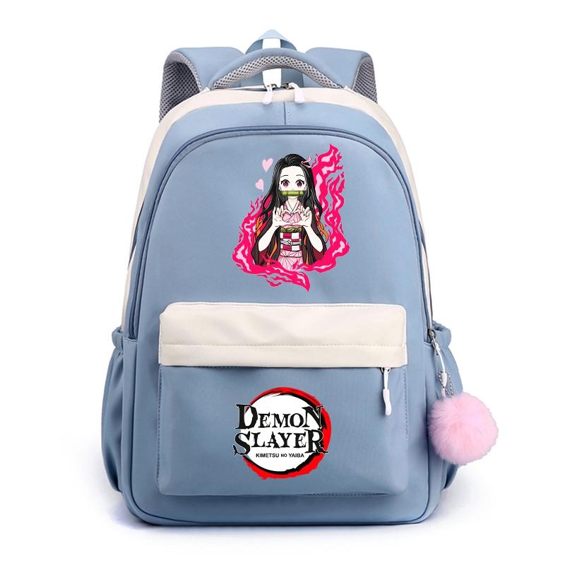 Аниме Demon Slayer, нейлоновый милый мягкий рюкзак, повседневная сумка для книг, школьная сумка для девочек, мальчиков, мужчин и женщин, дорожная сумка для отдыха Mochila